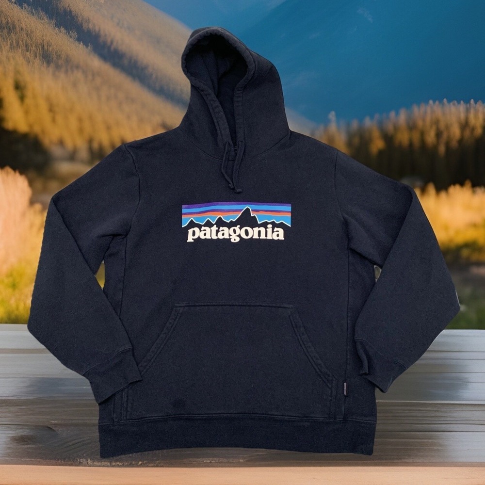 Patagonia Worn Wear Uprisal Hoodie Men Medium Blue Fleece Pullover Sweater Camp‎